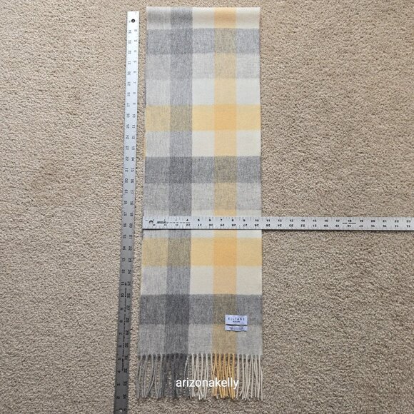 NWOT Kiltane of Scotland Lambswool Scarf Yellow, Grey, Cream - Picture 10 of 12